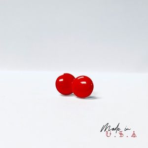 Solid Round Earrings - Red